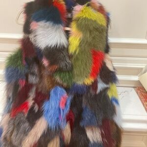 Colorful fox fur vest from Neiman Marcus